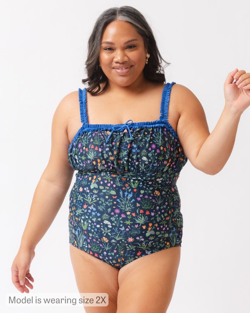 Forage Floral Ruffle-Strap One-Piece