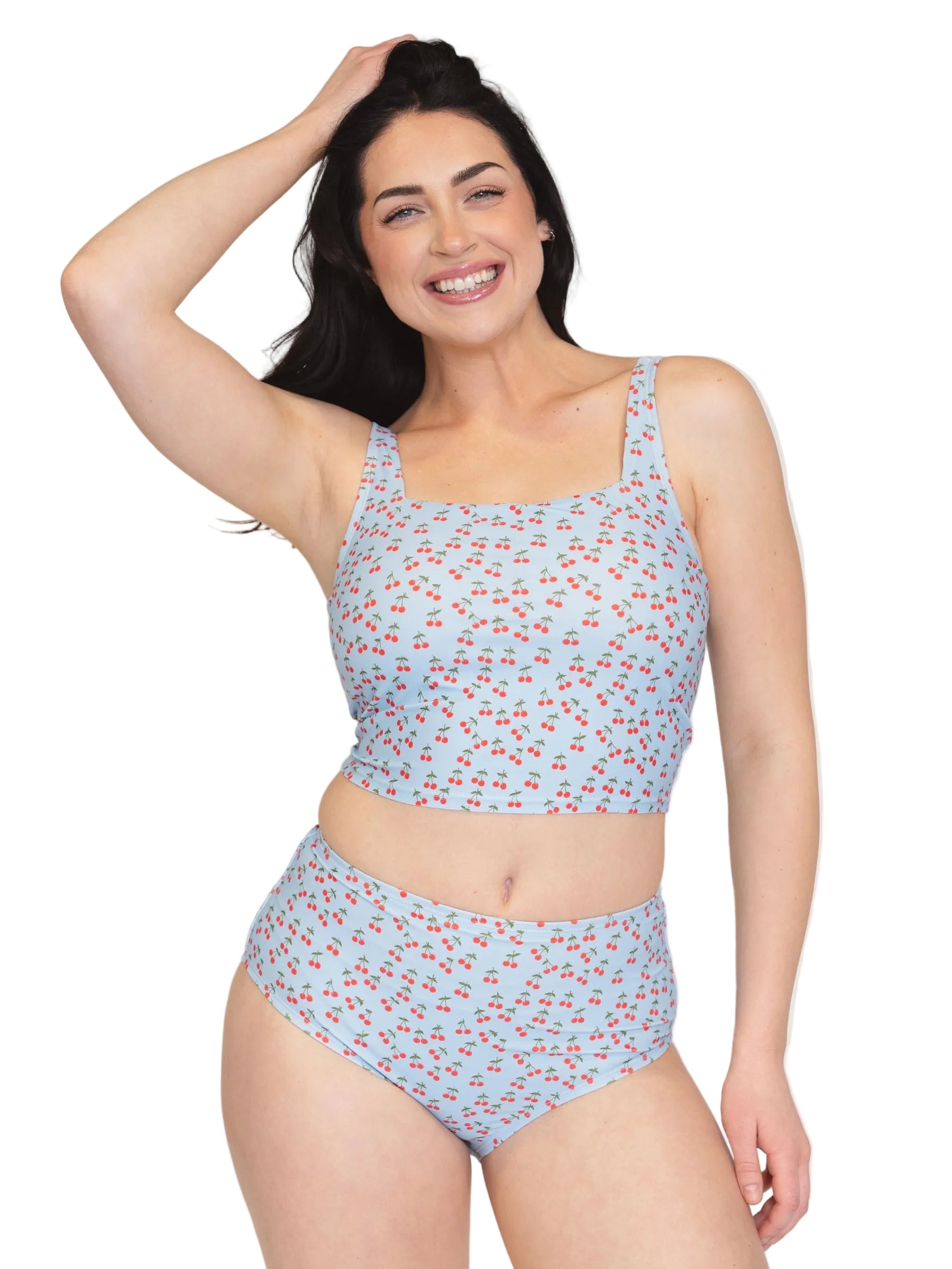 Cherries Square Neck Crop Top