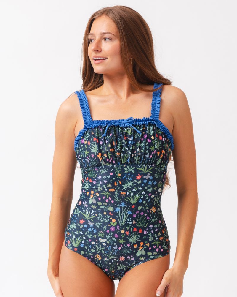 Forage Floral Ruffle-Strap One-Piece