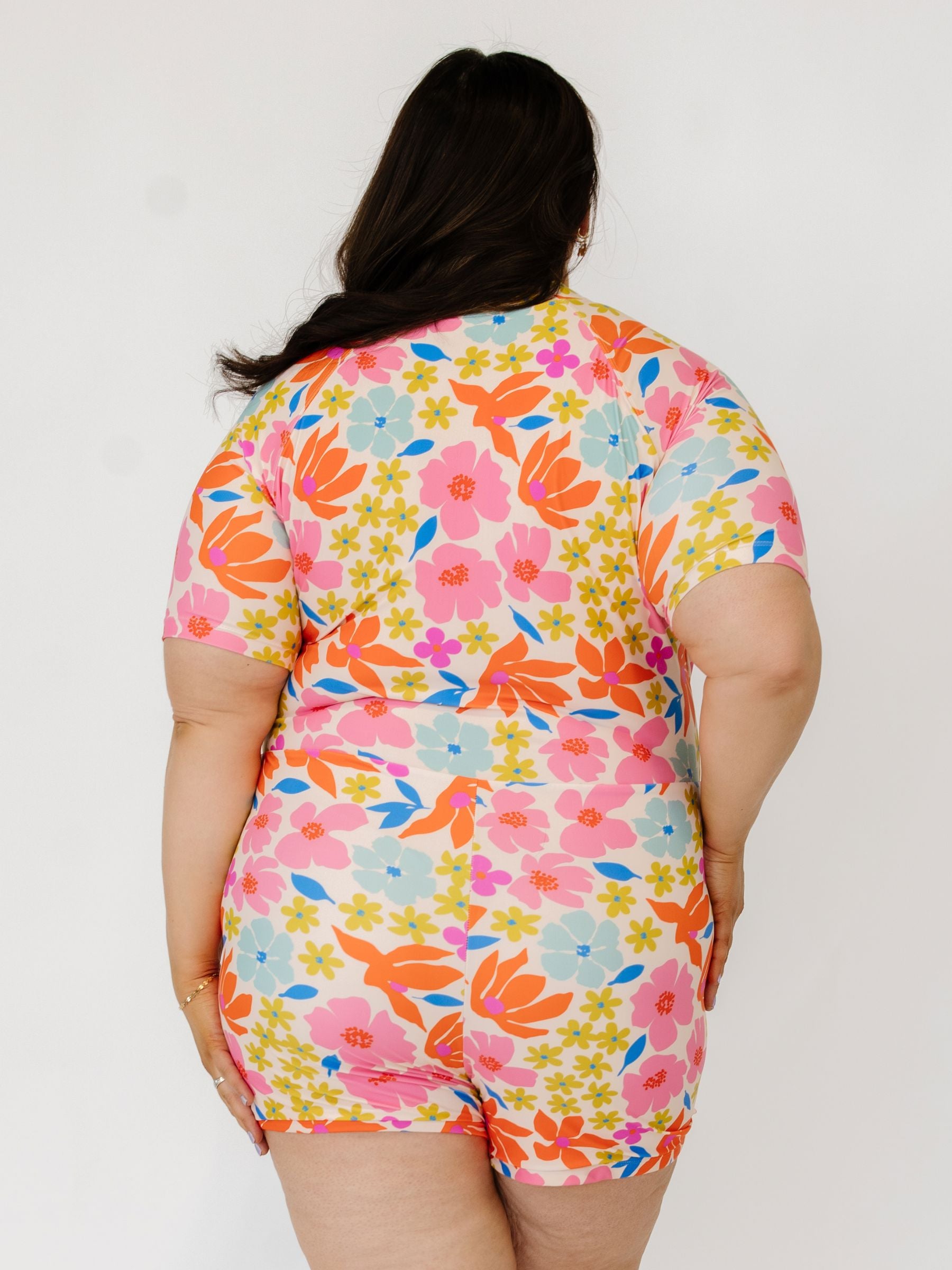 Artsy Floral Rash Guard One-Piece