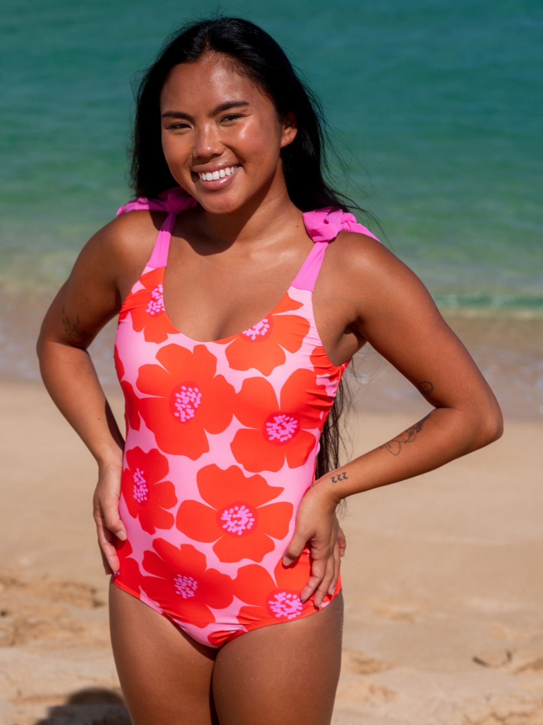 Big Poppy Shoulder-Tie One-Piece