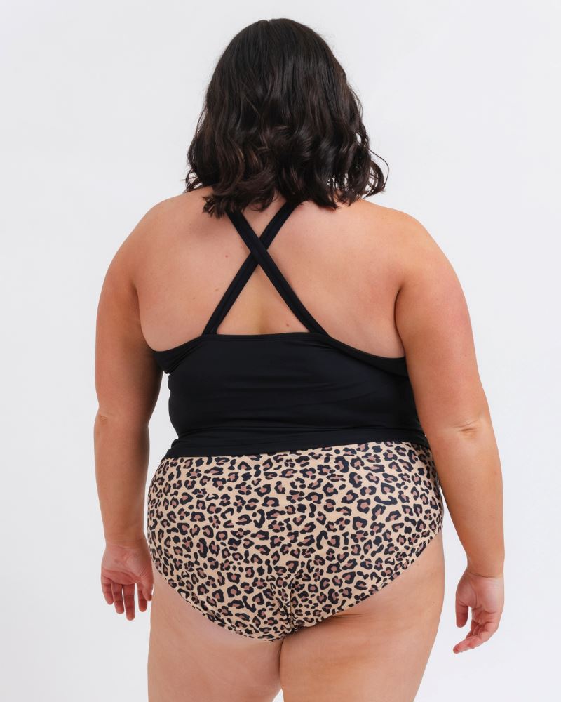 Black Double-Cinch Tankini Top