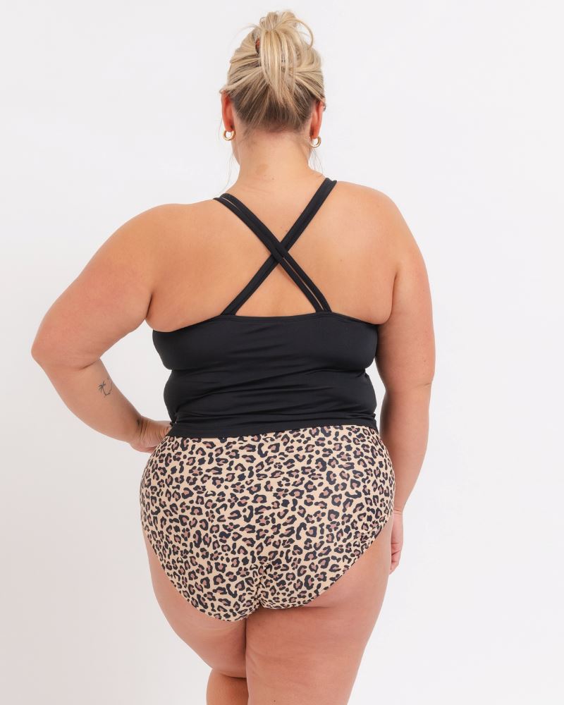 Black Double-Cinch Tankini Top