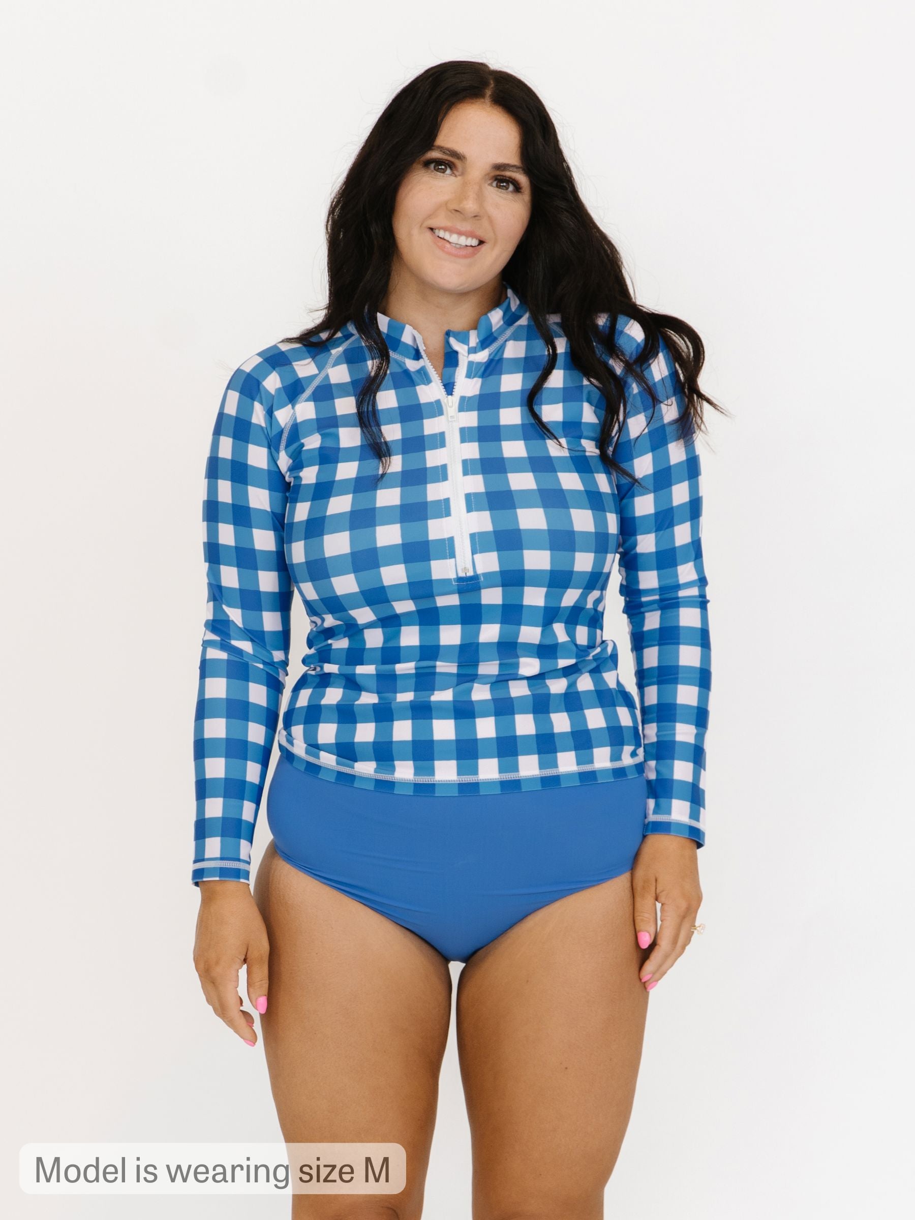 Blue Gingham Rash Guard