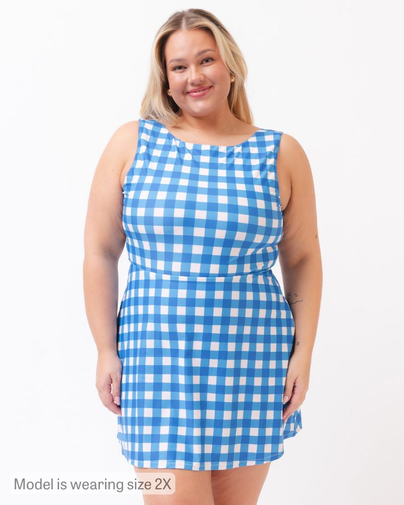 Blue Gingham Swim Dress