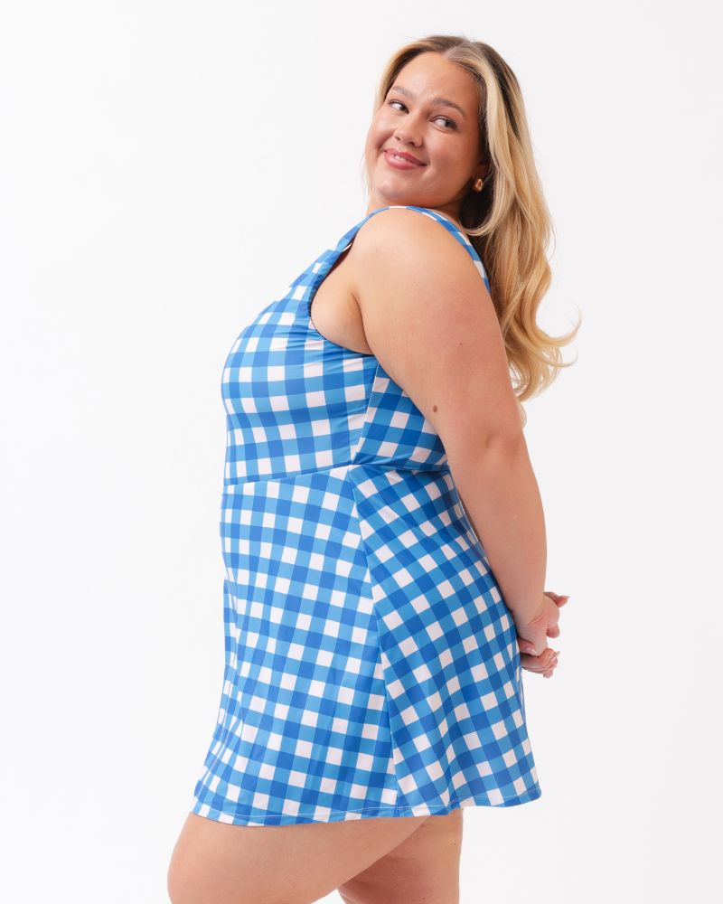 Blue Gingham Swim Dress