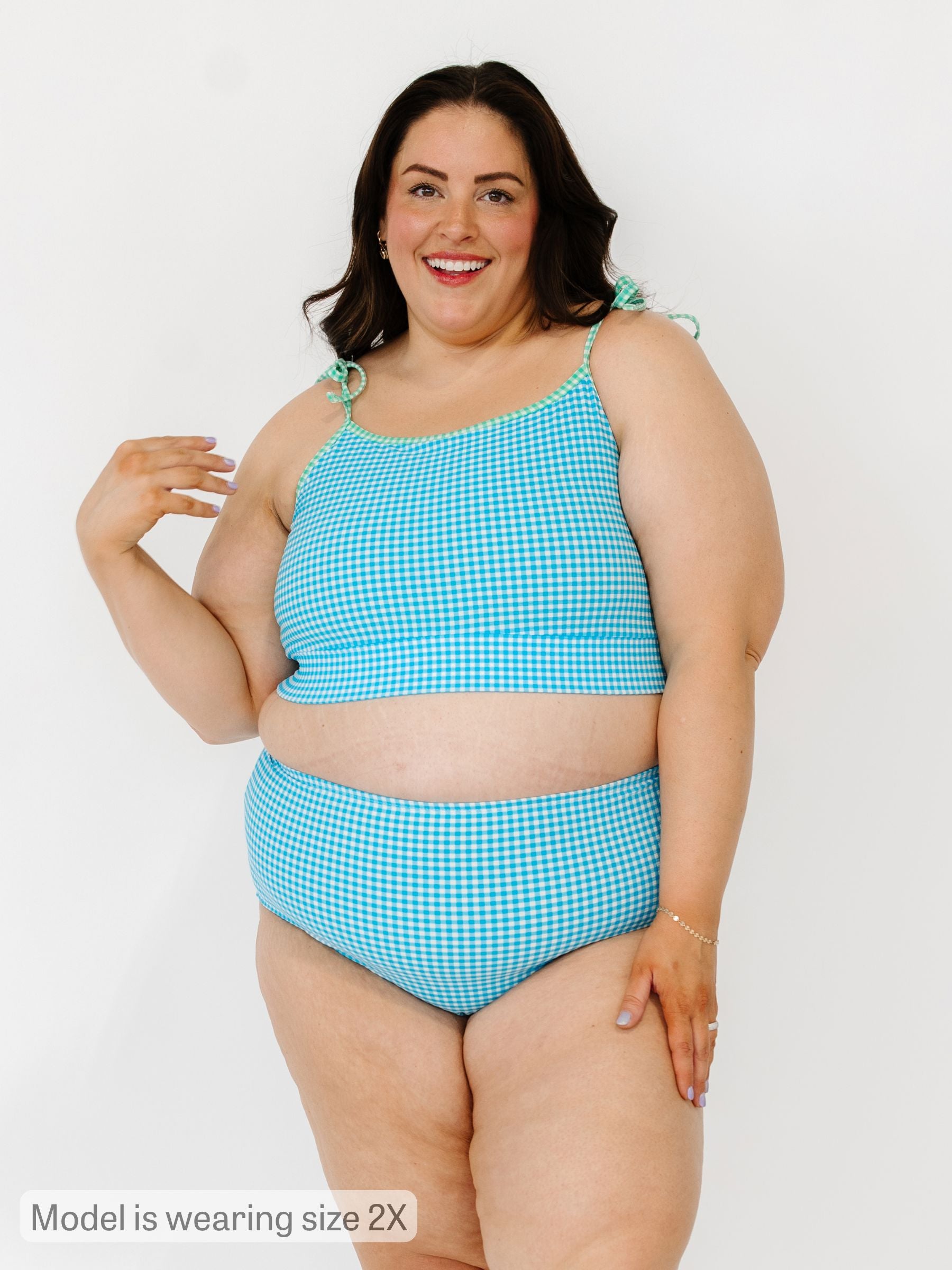 Blue Seersucker High-Waist Bottom