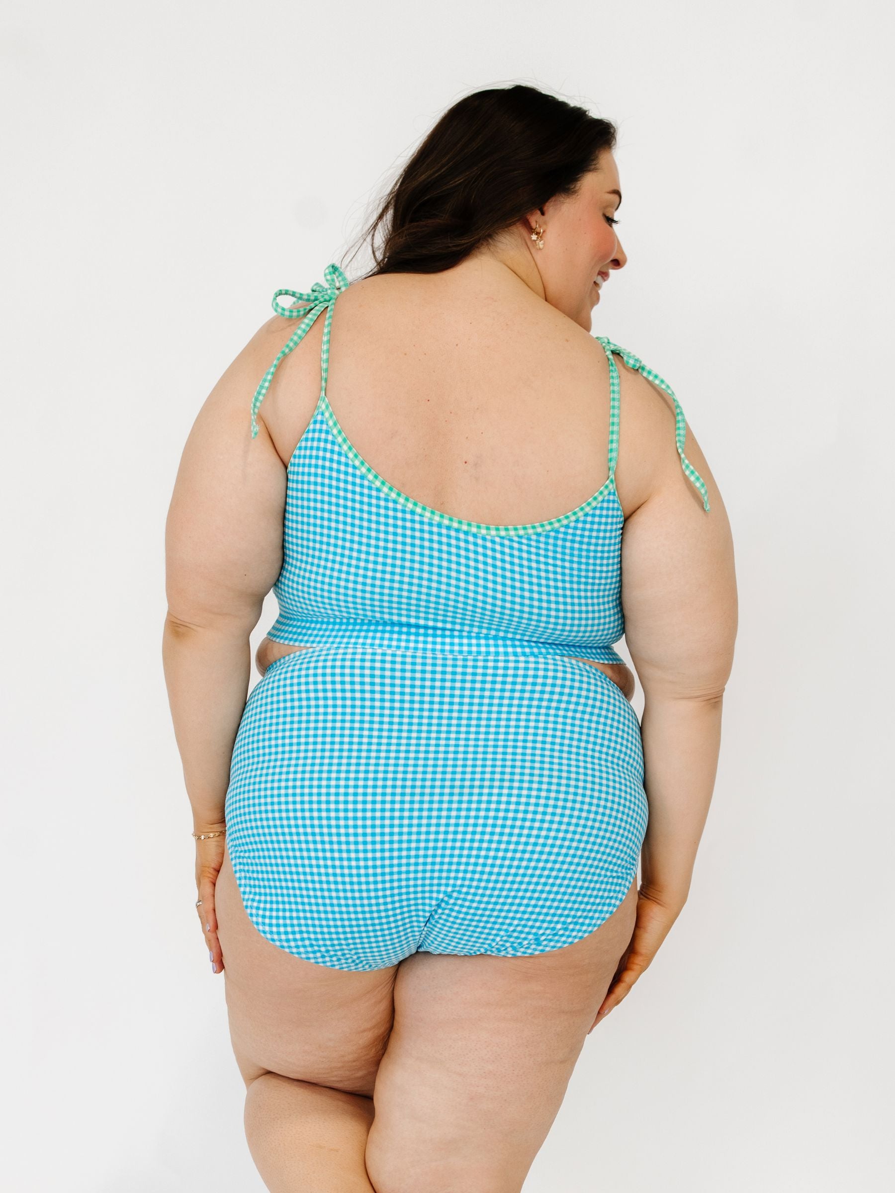 Blue Seersucker High-Waist Bottom