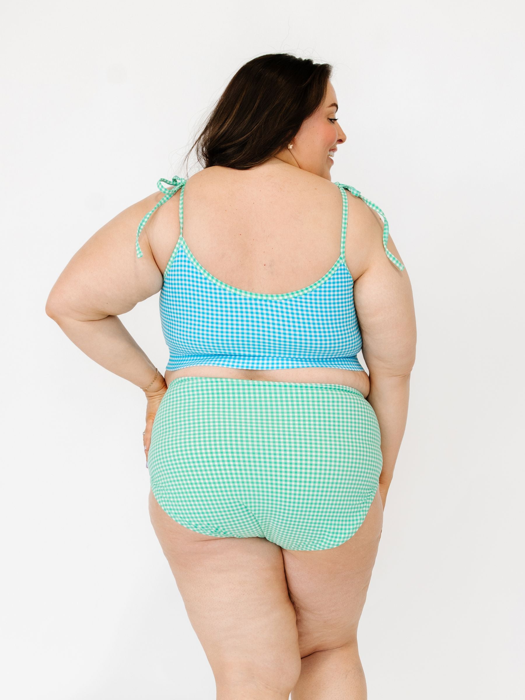 Green Seersucker High-Waist Bottom