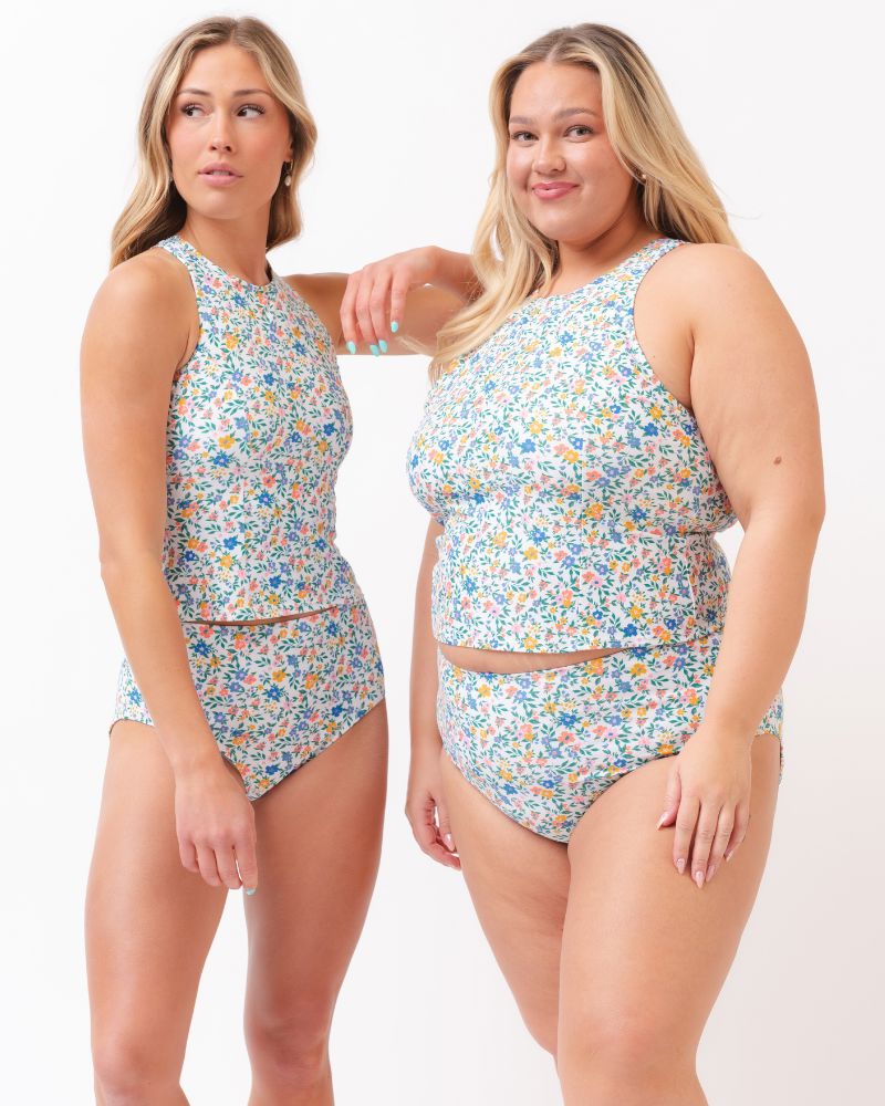 Calico Racer-Back Tankini Top