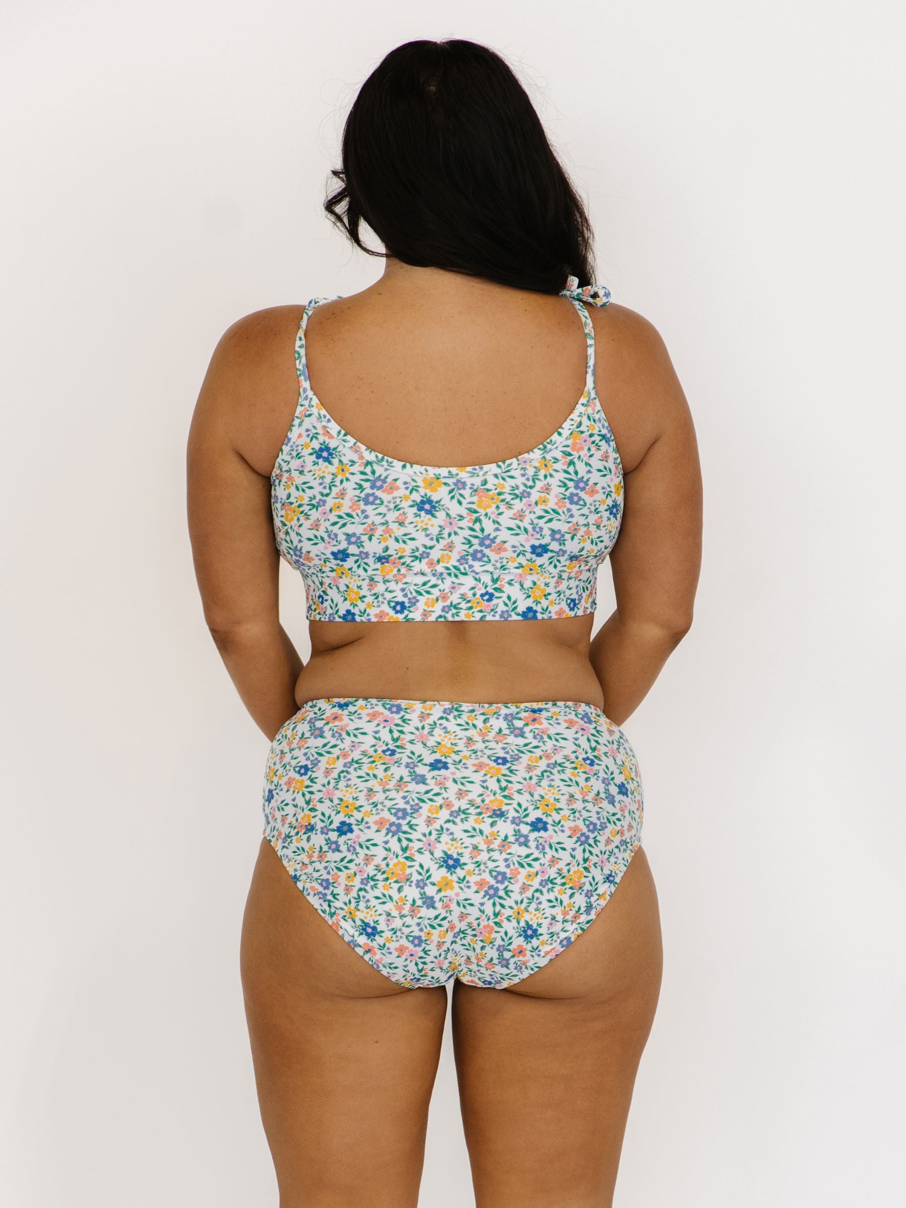 Calico Shoulder-Tie Crop Top