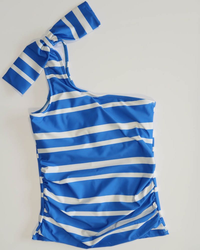 Capri Stripe One-Shoulder Tankini Top