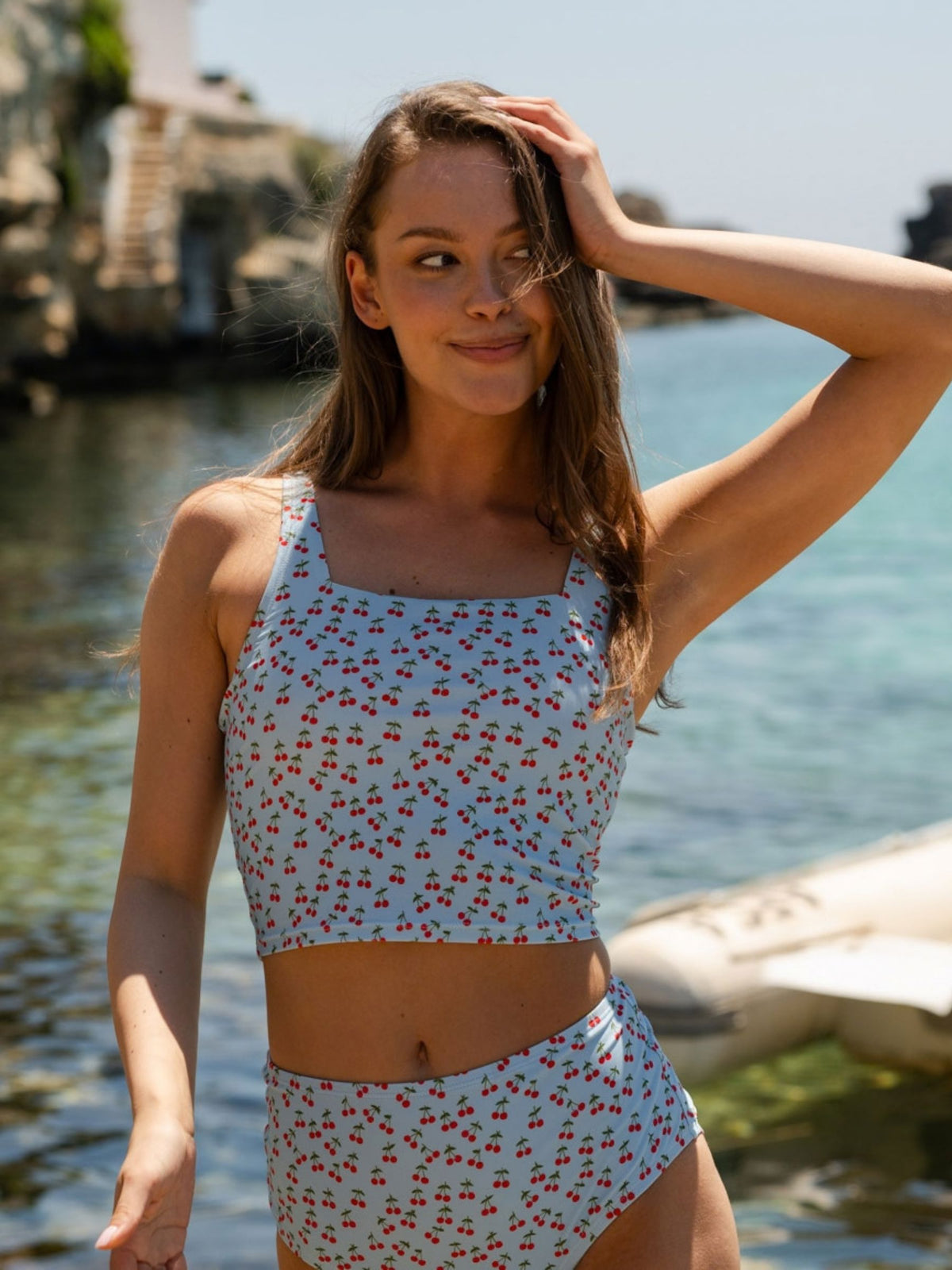Cherries Square Neck Crop Top
