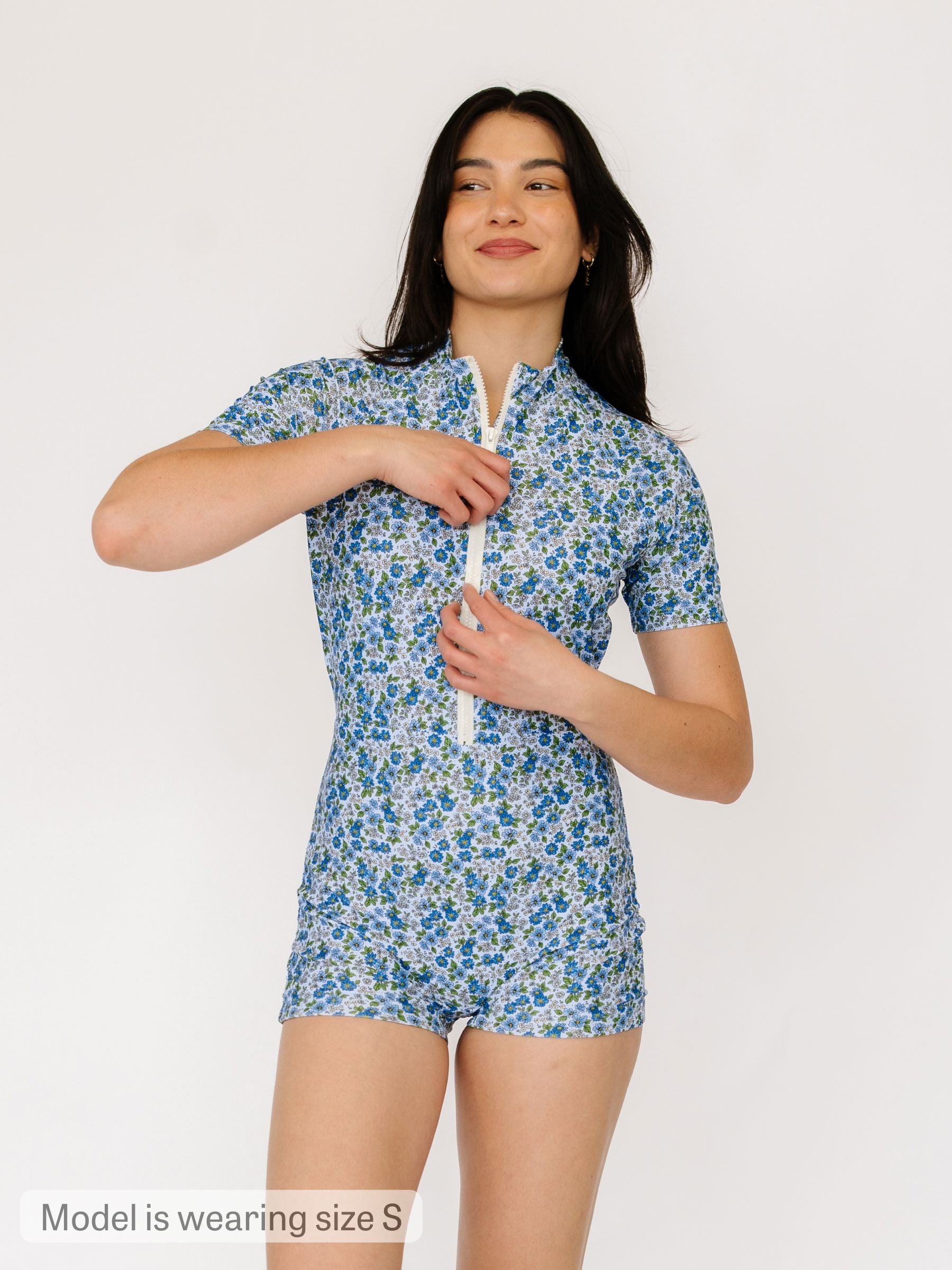 Cornflower Rash Guard One-Piece