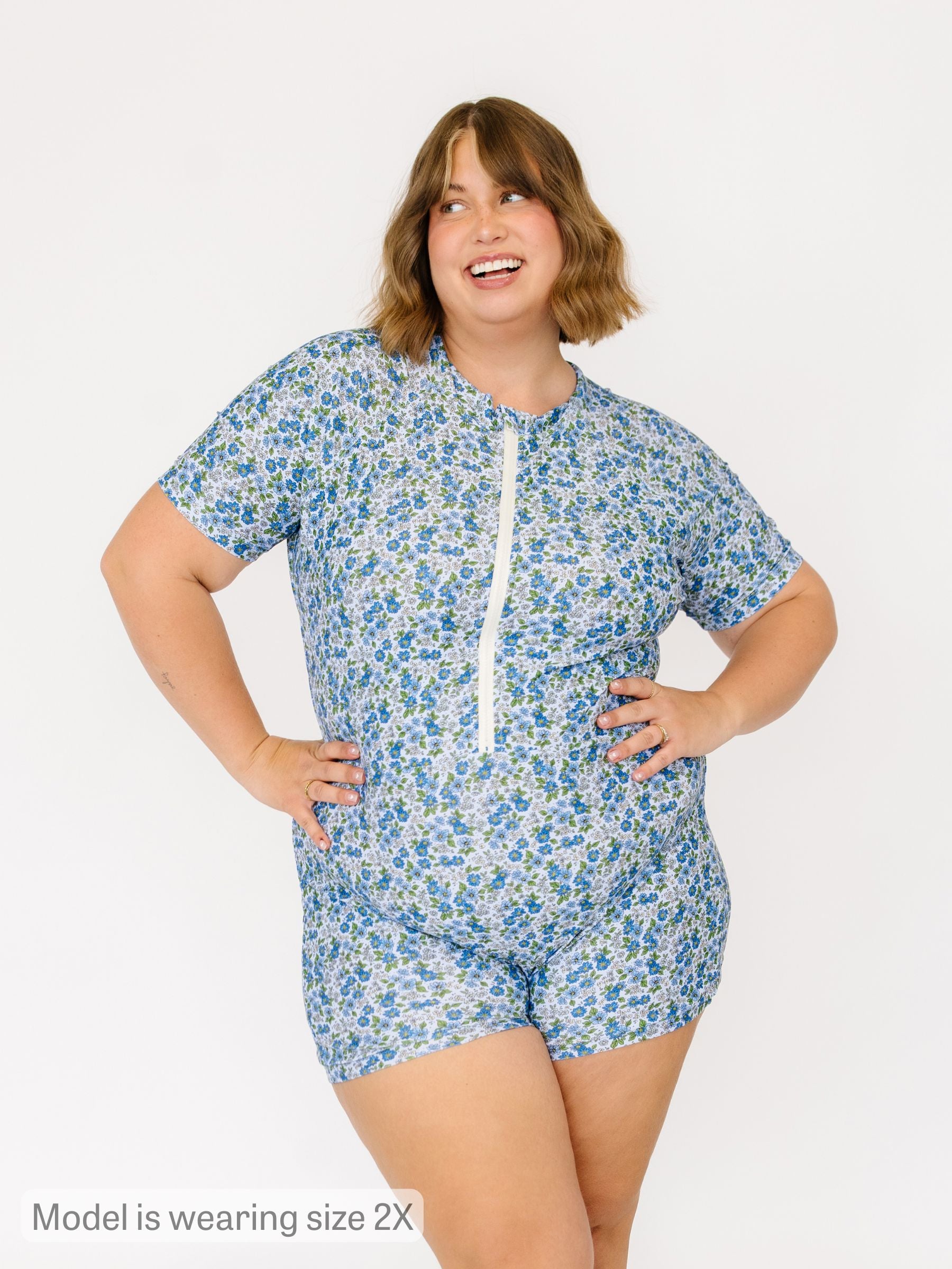 Cornflower Rash Guard One-Piece