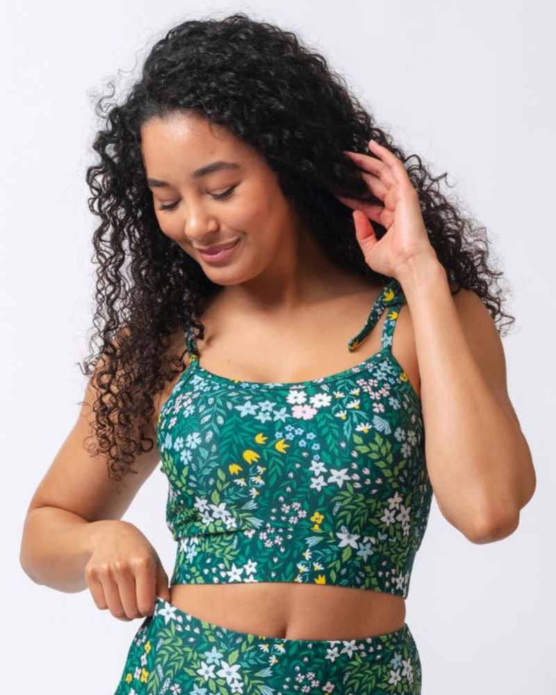 Cottage Floral Shoulder-Tie Crop Top