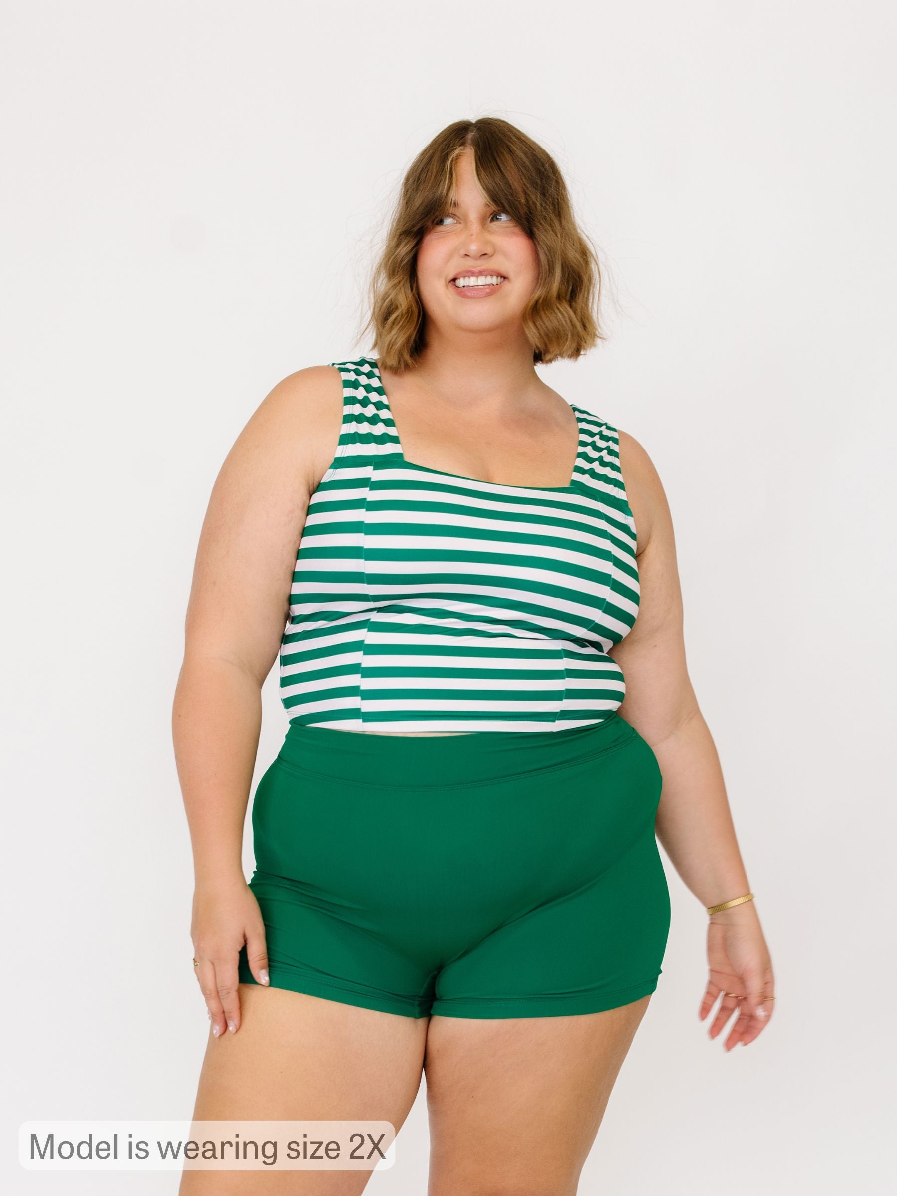 Emerald Stripe Square Neck Crop