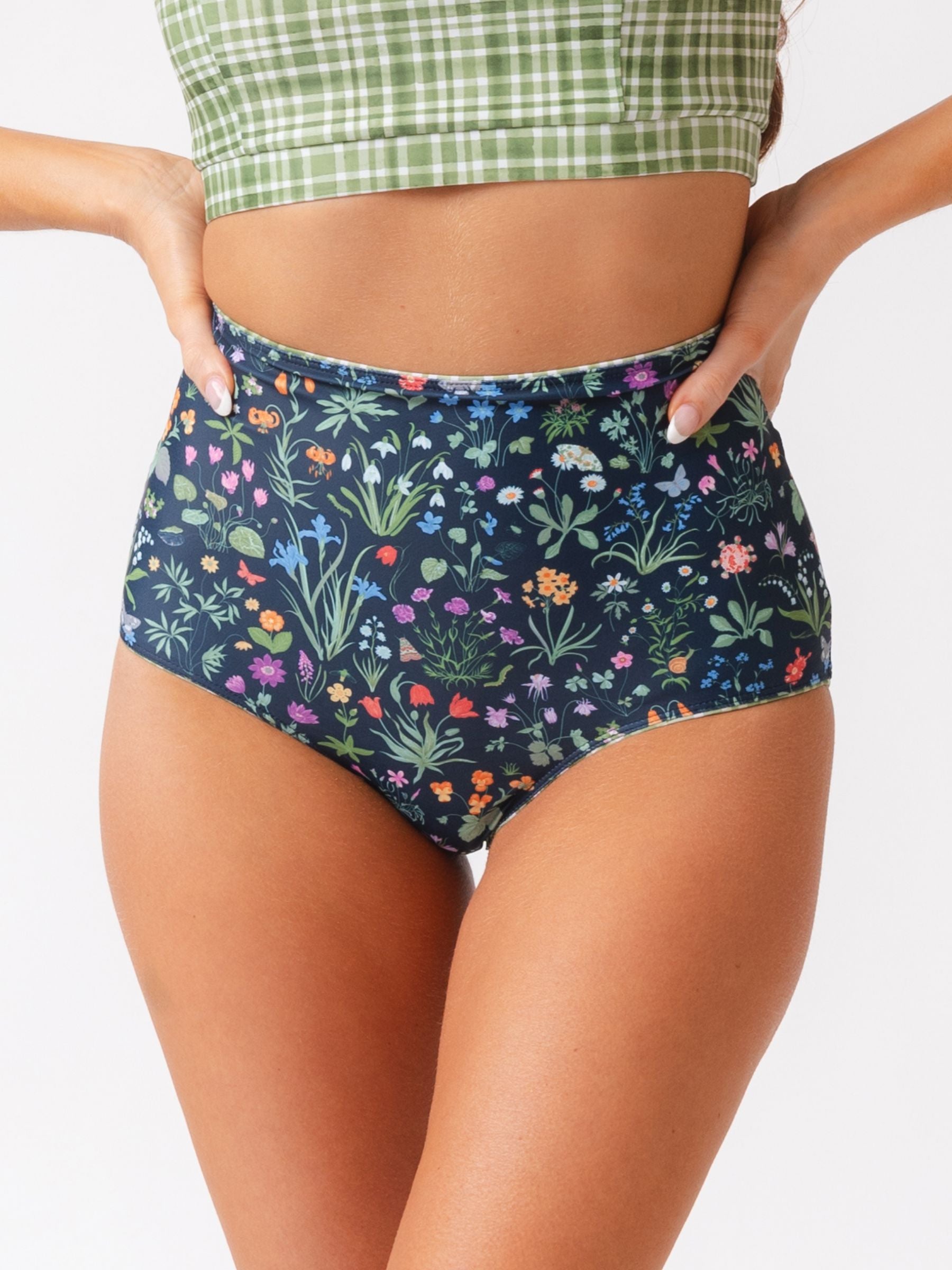 Forage Floral / Fern Gingham Reversible Ultra High-Waist Bottom