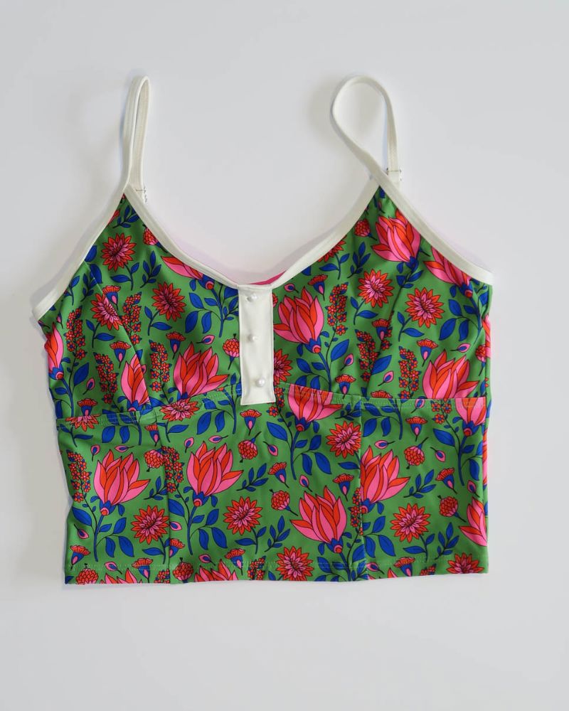 Fresco Floral Button Crop Top
