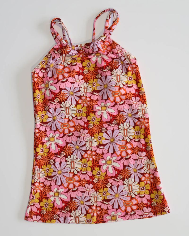 Groovy Blooms Double-Cinch Tankini Top