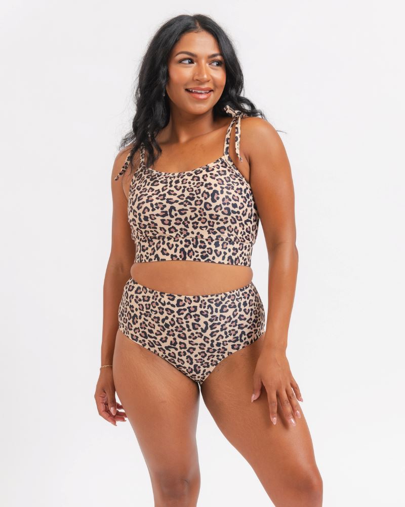 Cheetah Shoulder-Tie Crop Top