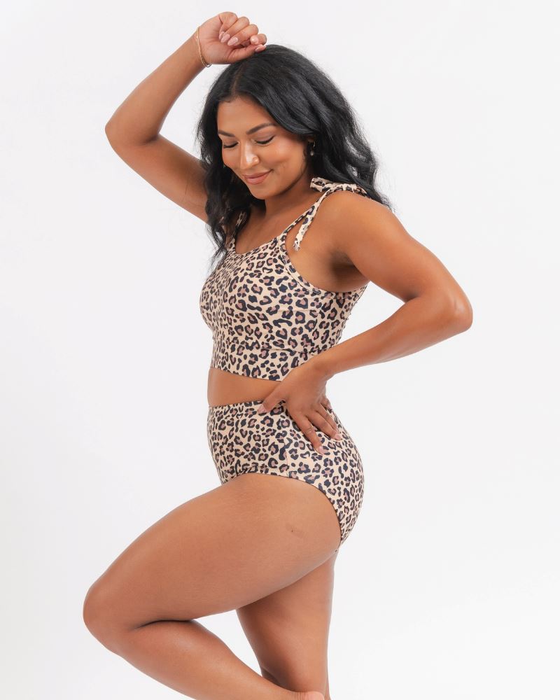 Cheetah Shoulder-Tie Crop Top