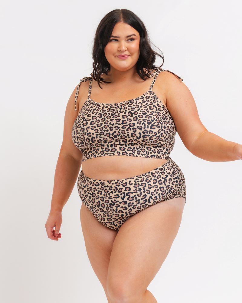 Cheetah Shoulder-Tie Crop Top