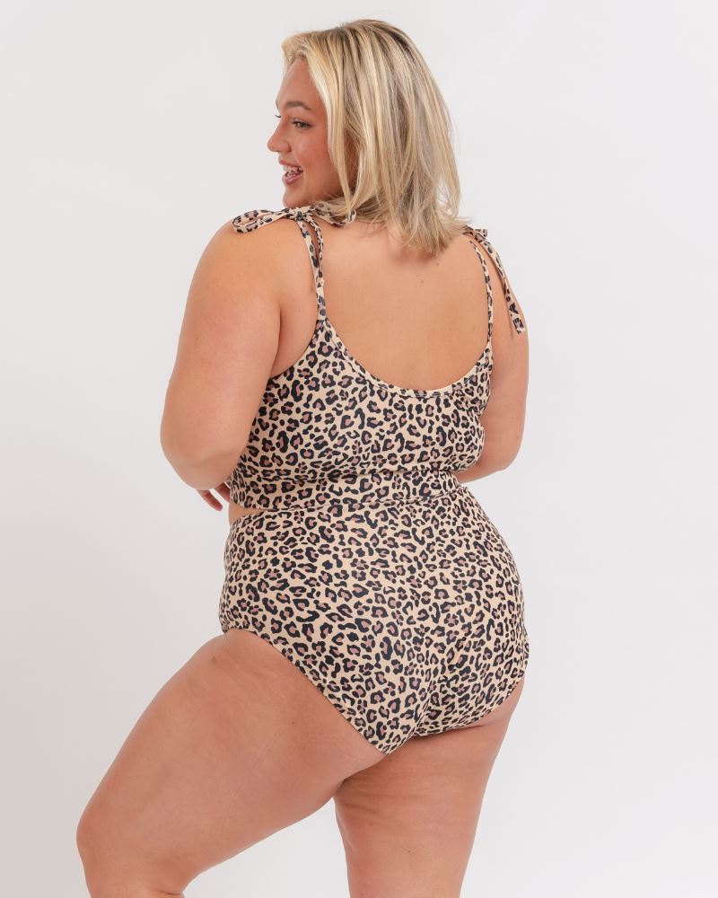 Cheetah Shoulder-Tie Crop Top