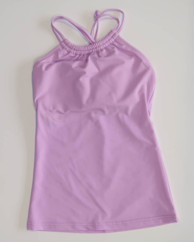Lilac Double-Cinch Tankini Top