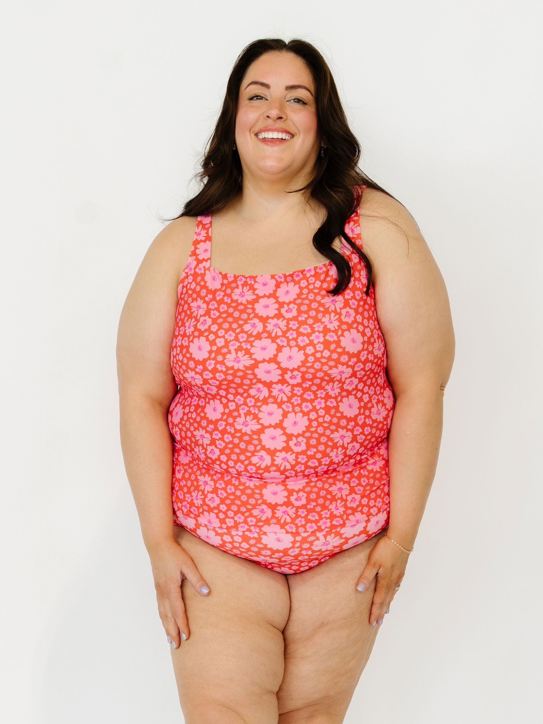 Scattered Floral Square Neck Tankini Top