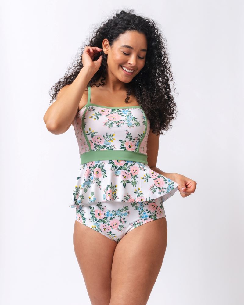 peplum swim dress Women's Smocked Bandeau Peplum One Piece Swimsuit