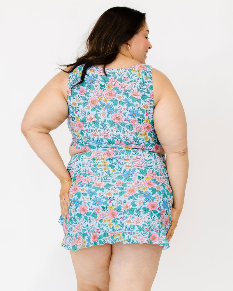 Trellis Floral Knotted Crop Top