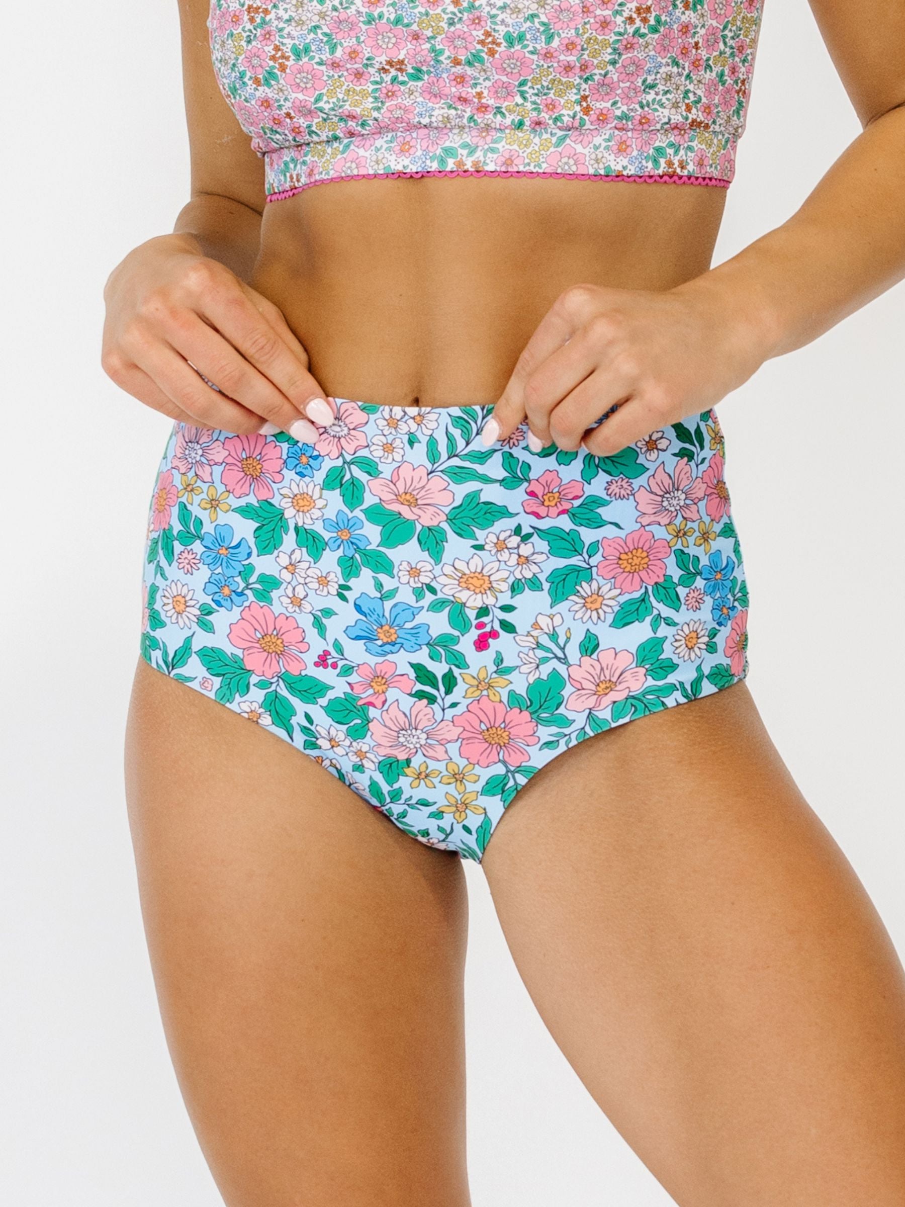 Whimsy Floral / Trellis Floral Reversible Ultra High-Waist Bottom