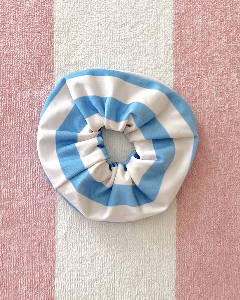Photo of blue and white striped hair scrunchie