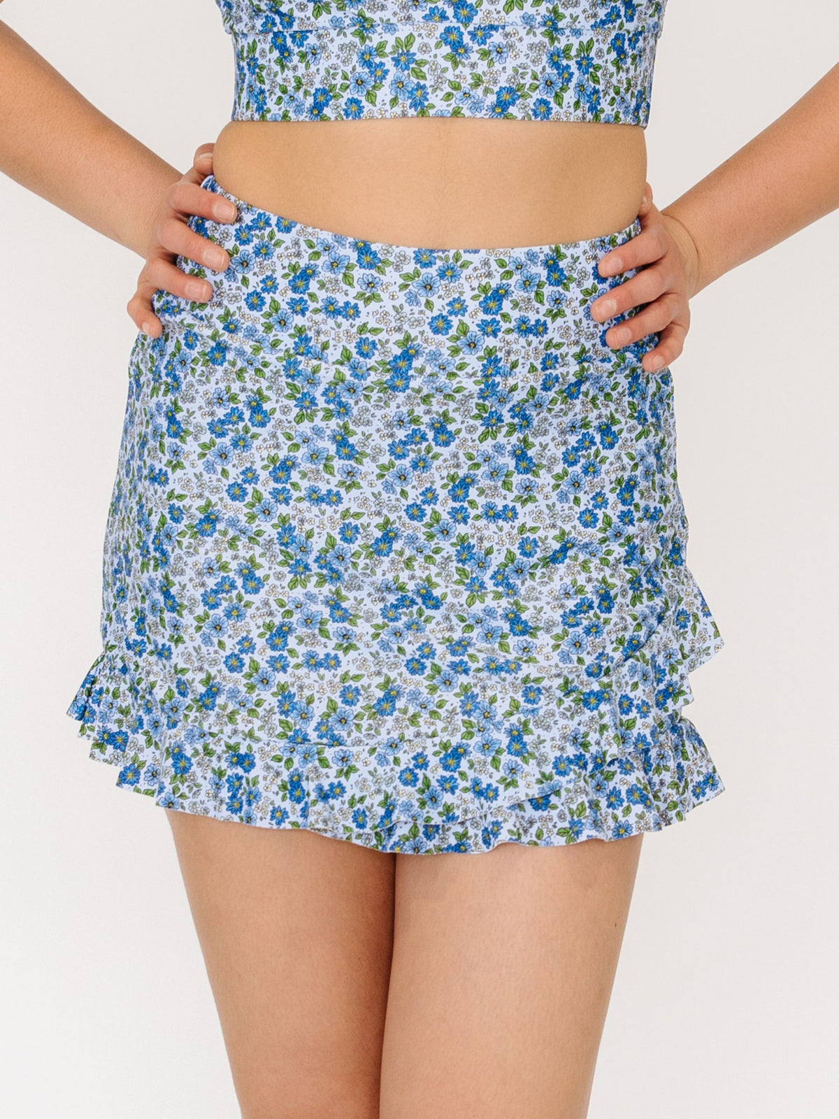 Cornflower Ruffle Skirt w/ Bottoms | Lime Ricki Swimwear
